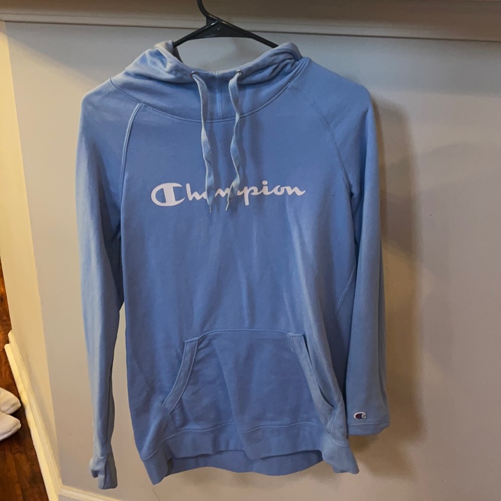 Light blue champion hoodie women’s size medium
